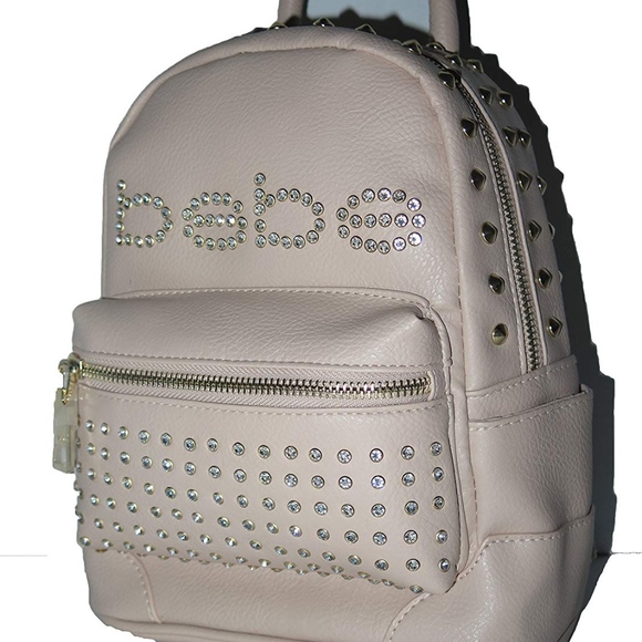 bebe Handbags - Bebe JETT Blush Leather Studded Crystal Backpack